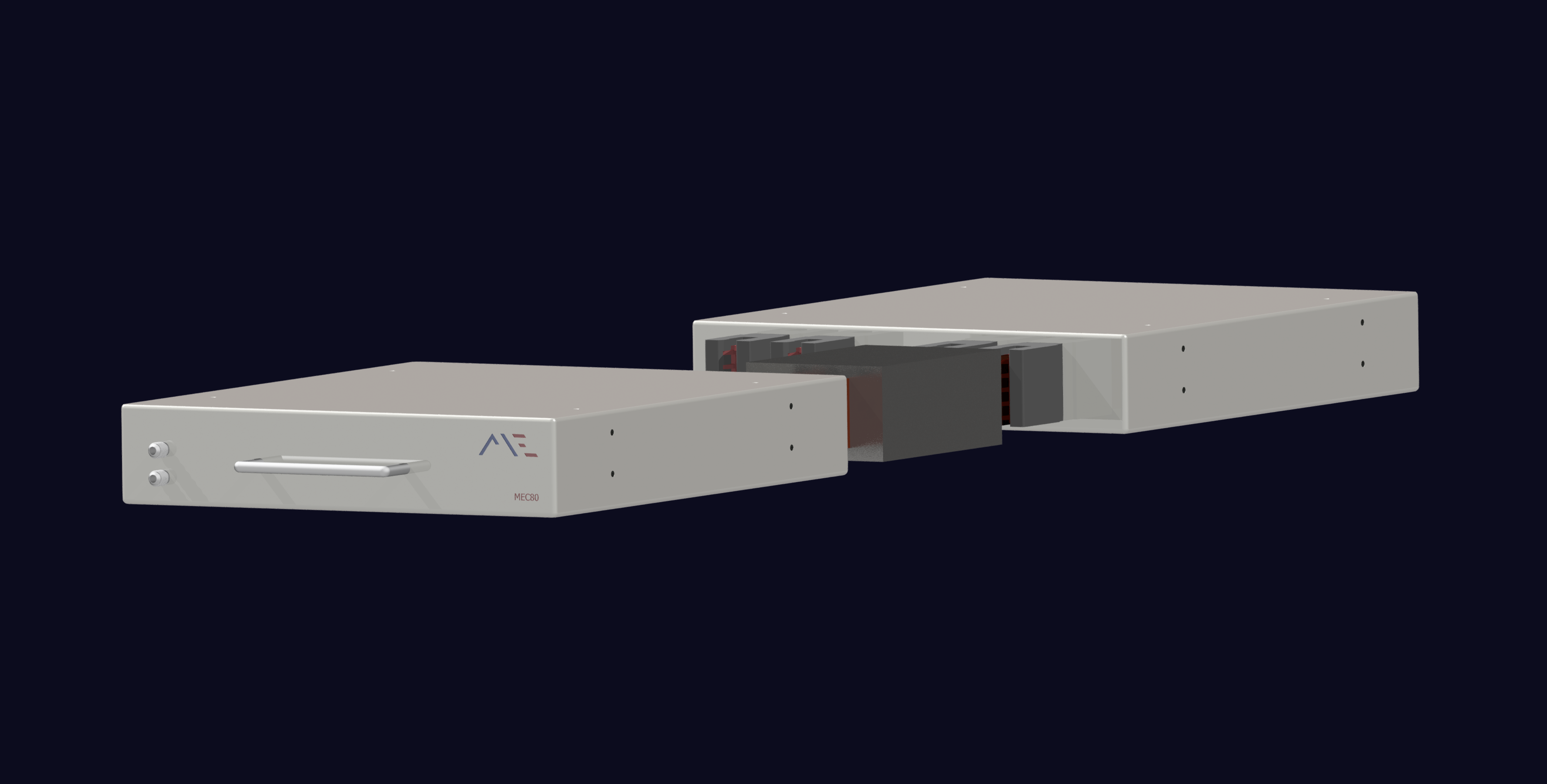 Two MEC80 modules coupled back to back through a central busbar interconnect
