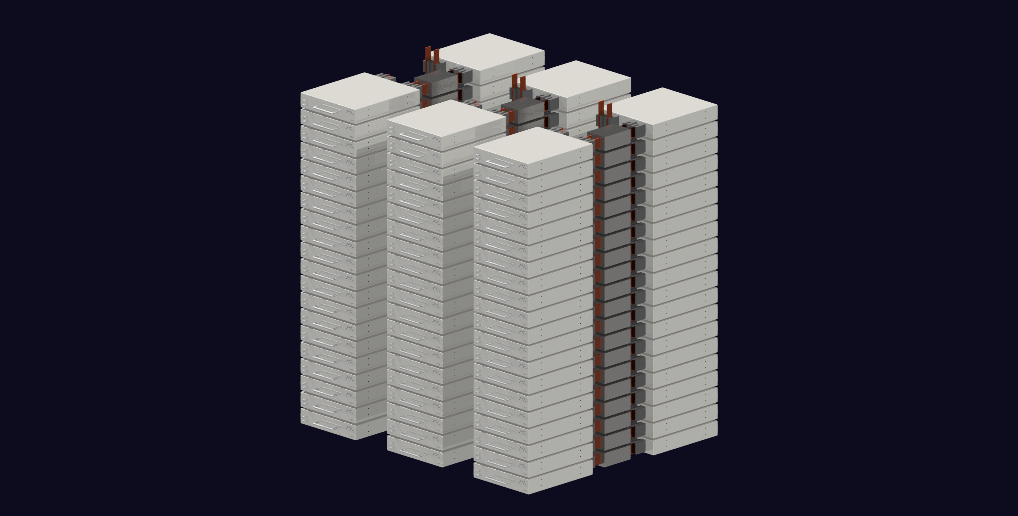 Three 1.6 MVA MEC80 racks arranged together to form a 4.8 MVA three phase solid state transformer